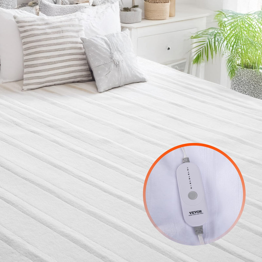 Vevor Heated Mattress Pad 78X80 In King Electric Warmer Coral Fleece Auto Off