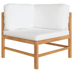 vidaXL 5 Piece Patio Lounge Set with Cream Cushions - Fine-Sanded Teak Hard Wood - Outdoor Furniture - Features Table, Footrest, Sofa with Cushions