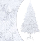 Vidaxl 8 Ft Green Artificial Christmas Tree With Extra-Thick Branches - Lifelike Pvc Christmas Tree With Sturdy Metal Stand - Indoor & Outdoor Use