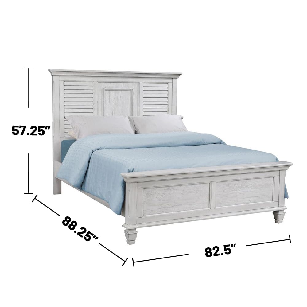 Coaster Franco Eastern King Bed 5-Piece Set, Distressed White