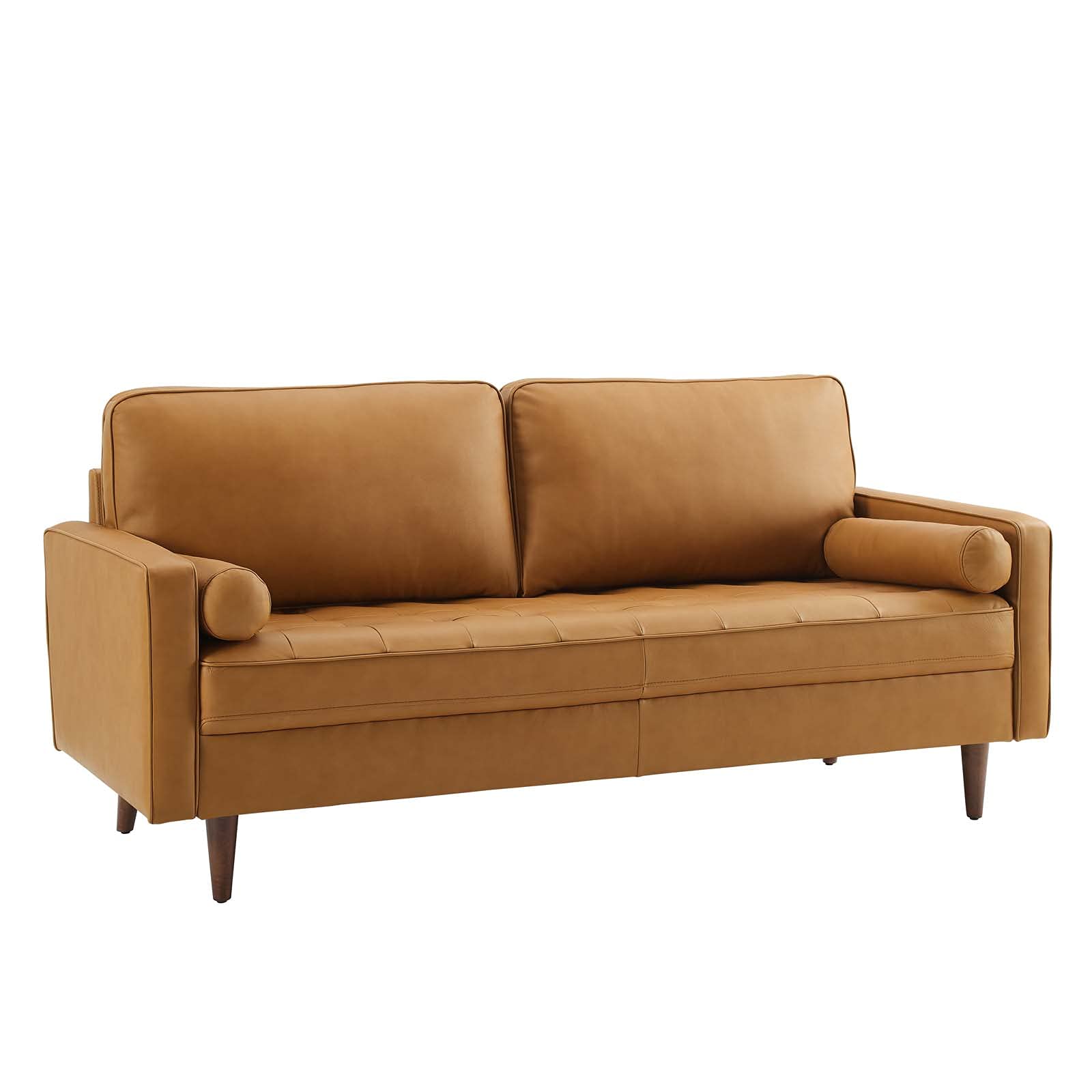 Modway Valour 73&quot; Leather Tufted Sofa in Tan