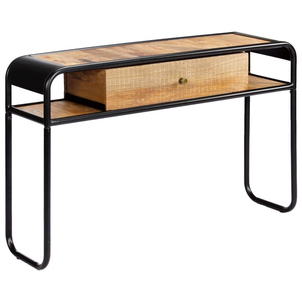 vidaXL Solid Mango Wood Console Table with Steel Frame - Vintage Charm, No Assembly Required, Ample Storage - 46.5"x11.8"x29.5"