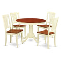 East West Furniture HLAV5-BMK-W 5 Piece Kitchen Table Set for 4 Includes a Round Dining Table with Pedestal and 4 Dining Room Chairs, 42x42 Inch, Buttermilk & Cherry