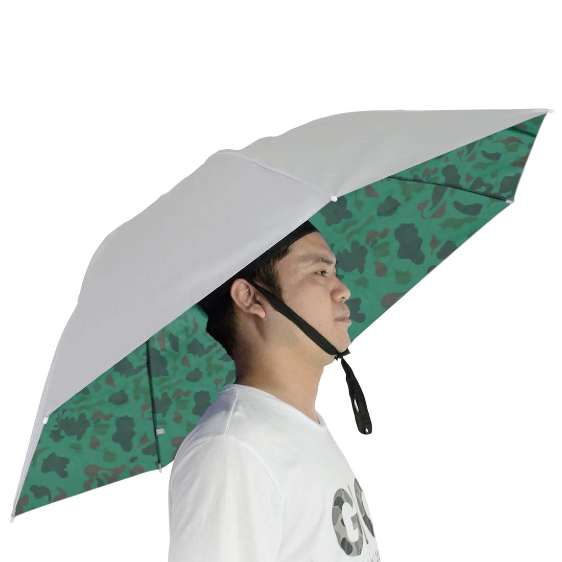 New-Vi Fishing Umbrella Hat Folding Sun Rain Cap Adjustable Multifunction Outdoor Headwear (Silvercamouflage(Single Layer))