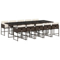 vidaXL 11 Piece Garden Dining Set and Cushions Synthetic Rattan Brown