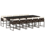 vidaXL 11 Piece Garden Dining Set and Cushions Synthetic Rattan Brown