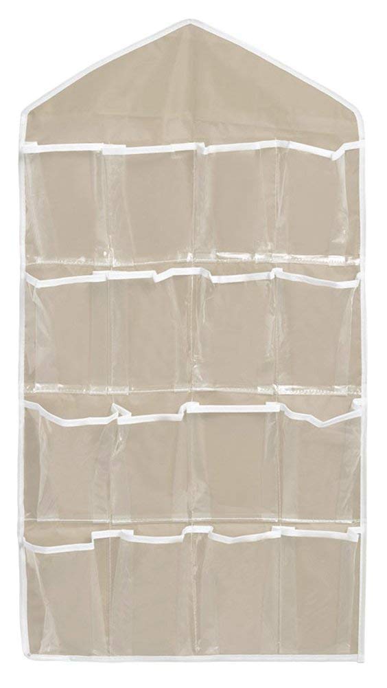 Home Store India Fabric Hanging Wardrobe Organizer With 16 Pokets, Organizes Socks, Undergarments, Belts, Ties, Scarfs/Grey