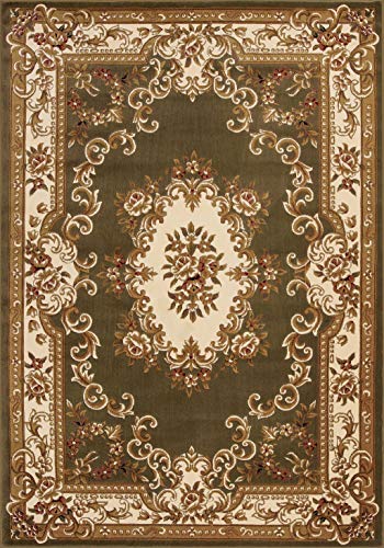 HomeRoots Decor 7'7-inch x 10'10-inch Polypropylene Green/Ivory Area Rug