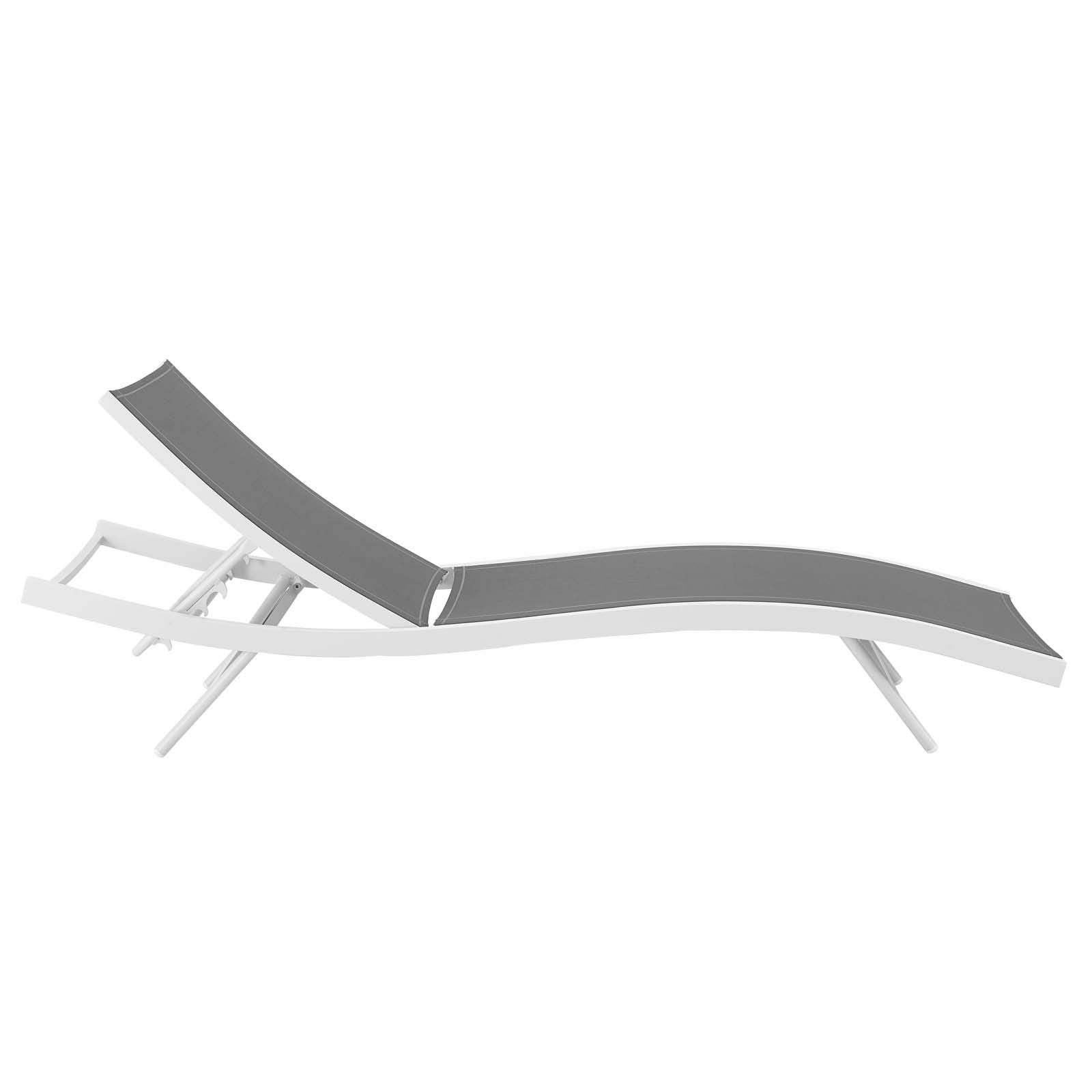 Modway Glimpse Aluminum Mesh Outdoor Patio Poolside Deck Chaise Lounge Chair in White Gray