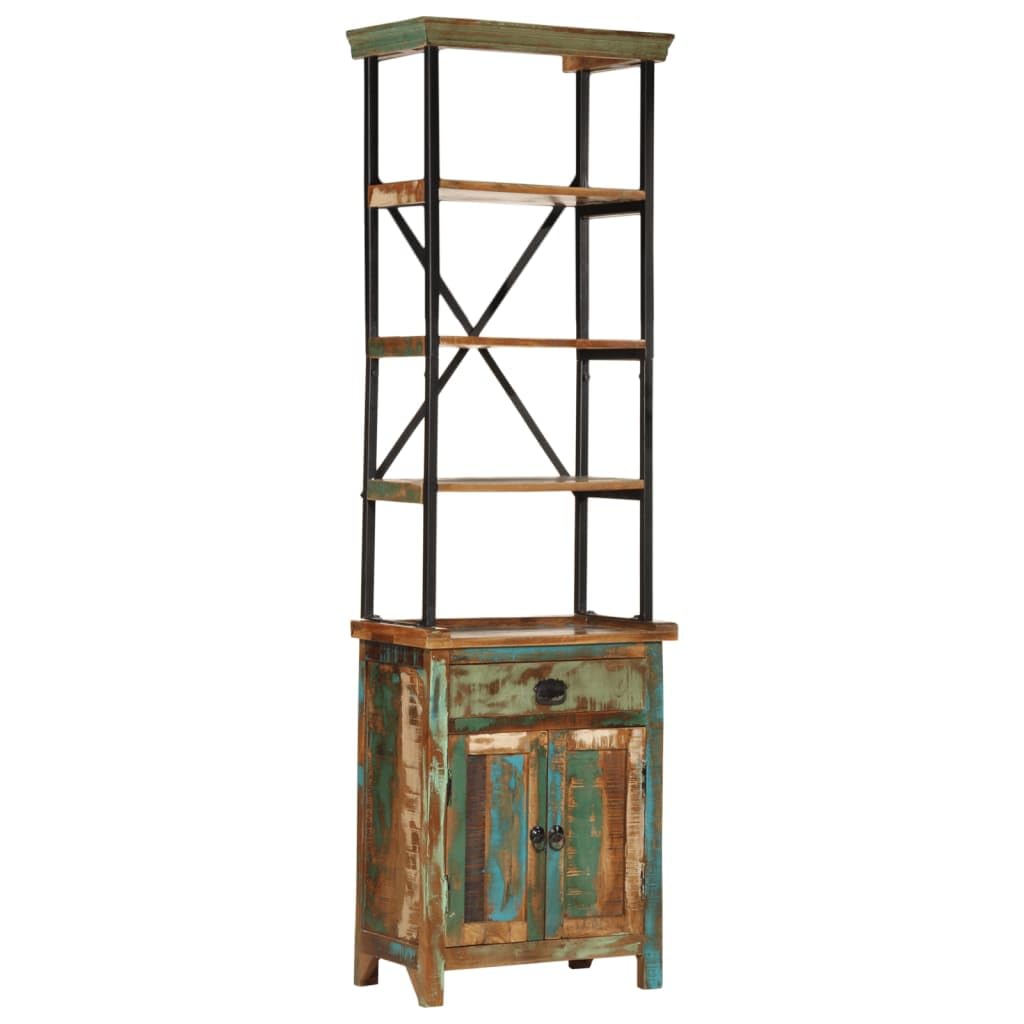 vidaXL Highboard Solid Wood Reclaimed Side Cabinet with Shelves and Drawer - Brown, 21.7&quot;x11.8&quot;x70.9&quot;