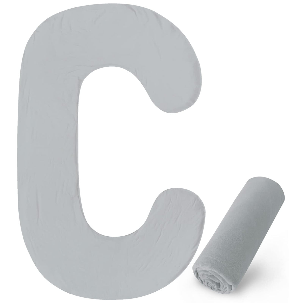 C Shaped Pregnancy Pillow Cover, Full Body Pillowcase For Maternity Pillow, Super Soft Fabric, Universal Fit, Grey