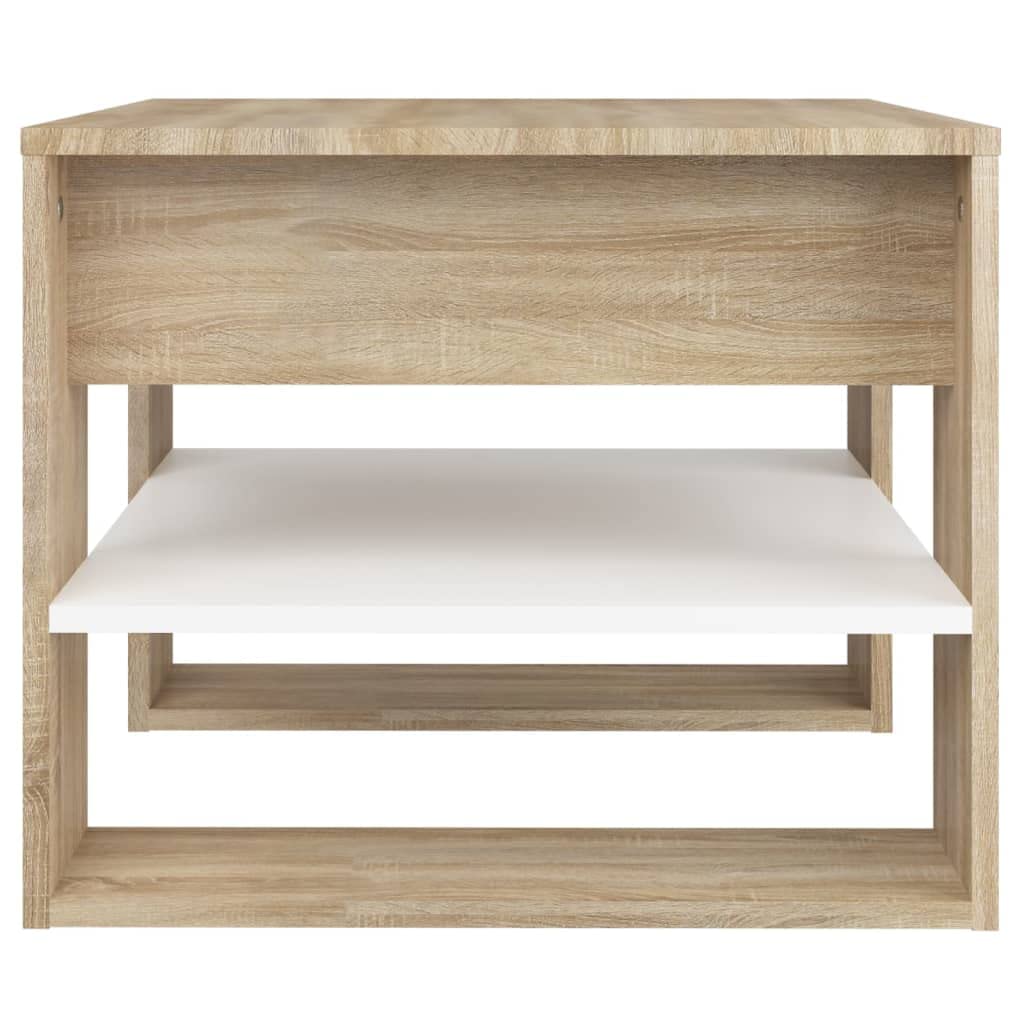 vidaXL Coffee Table in Sonoma Oak and White | Made from Durable Engineered Wood | Includes Storage Shelf | Assembly Required