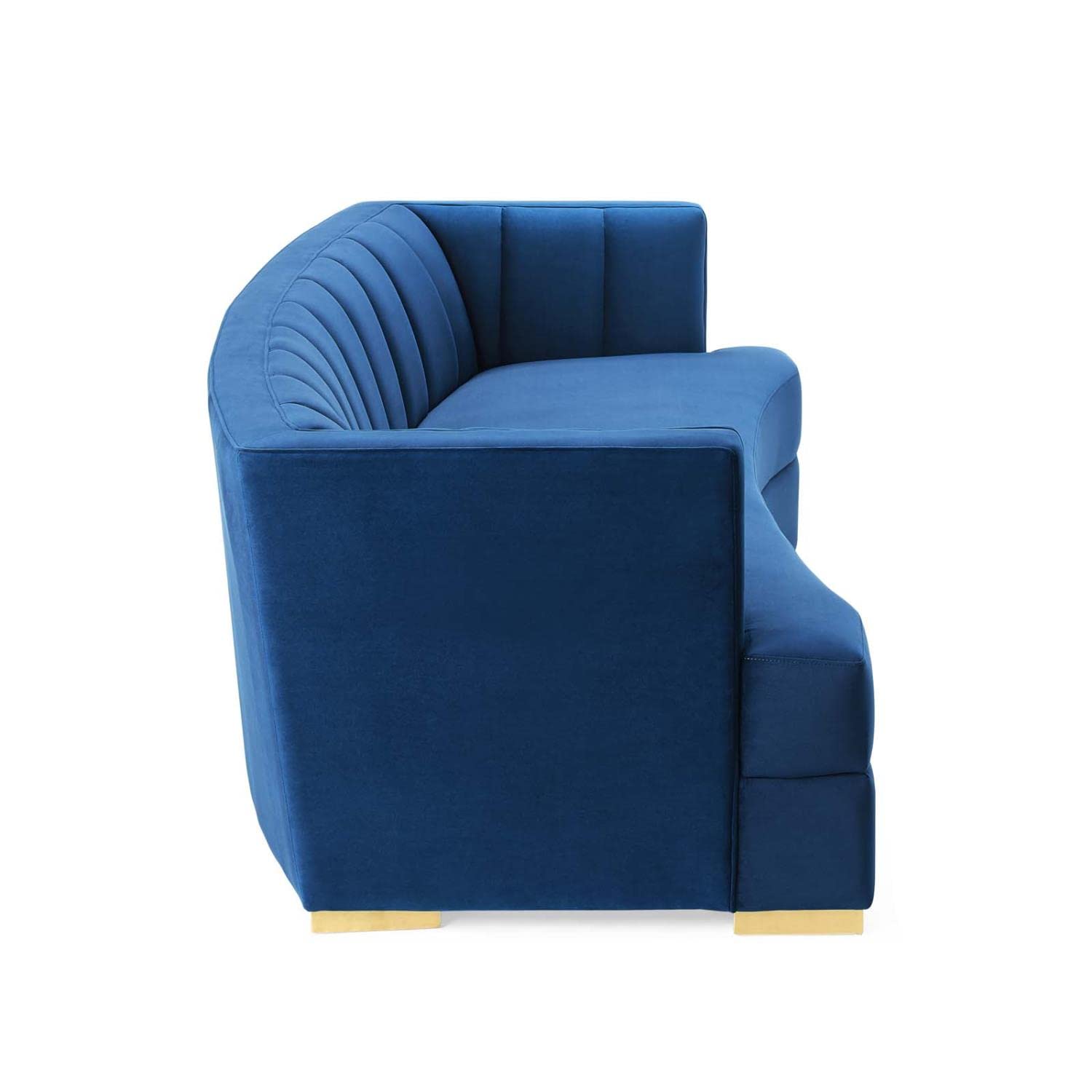 Modway Encompass Modern Channel Tufted Performance Velvet Sofa In Navy/Gold
