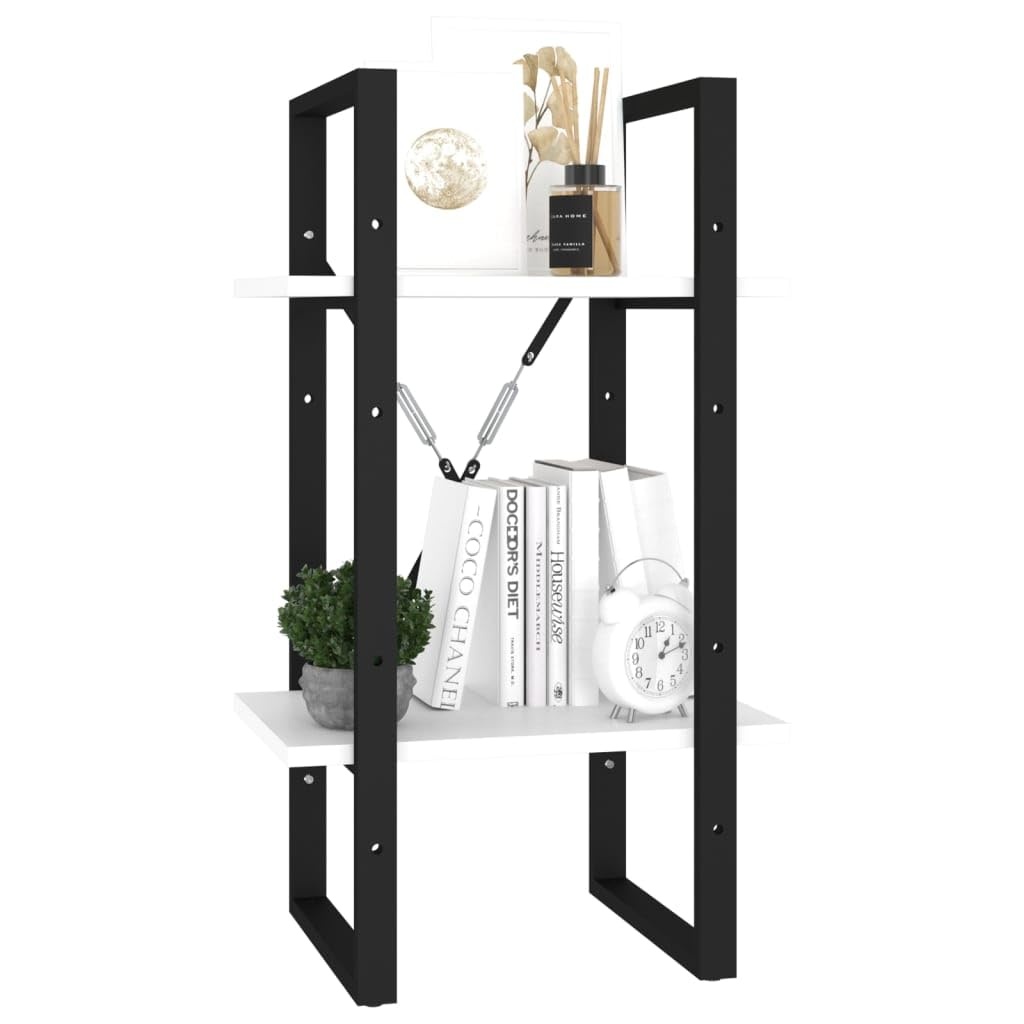 vidaXL 2-Tier Book Cabinet White 15.7&quot;x11.8&quot;x27.6&quot; Chipboard