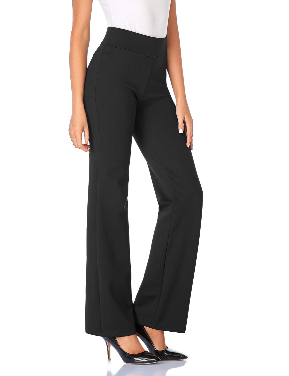 Tapata Womens 34 High Waist Stretchy Bootcut Dress Pants Tall, Petite, Regular For Office Business Casual Black,S
