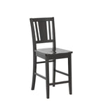 East West Furniture Bus-BLK-W Counter Height Barstools-Slat Back Solid Wood Seat Chairs, Set of 2, Black