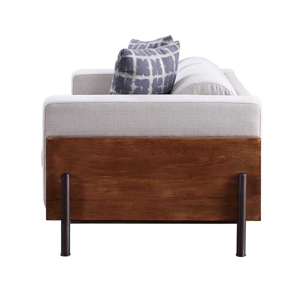 Acme Pelton Fabric Loose Back Chair with 1 Pillow in Walnut