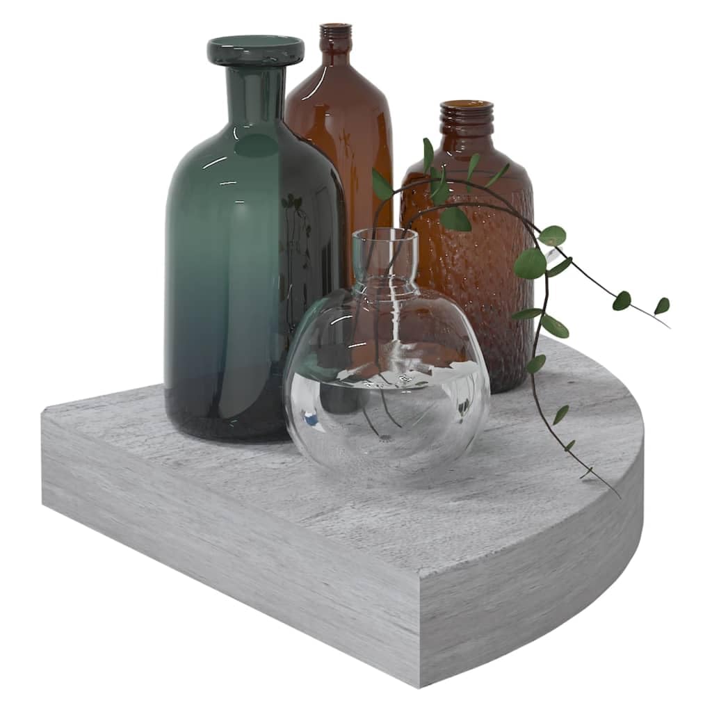 Vidaxl Wall Corner Shelves 2 Pcs Concrete Gray 9.8''X9.8''X1.4'' Mdf