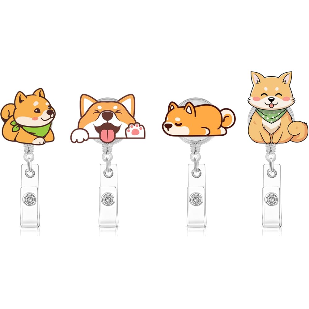 Retractable Badge Holder Reel,Dog Badge Reel Clip-On Name Badge Tag With Belt Clip, Id Card Holder For Office Workers, Doctors,