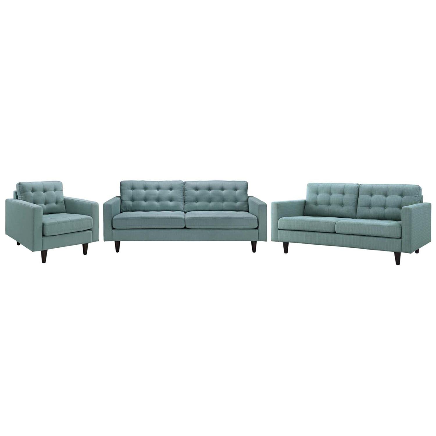 Modway Empress Sofa, Loveseat And Armchair Set Of 3, Laguna