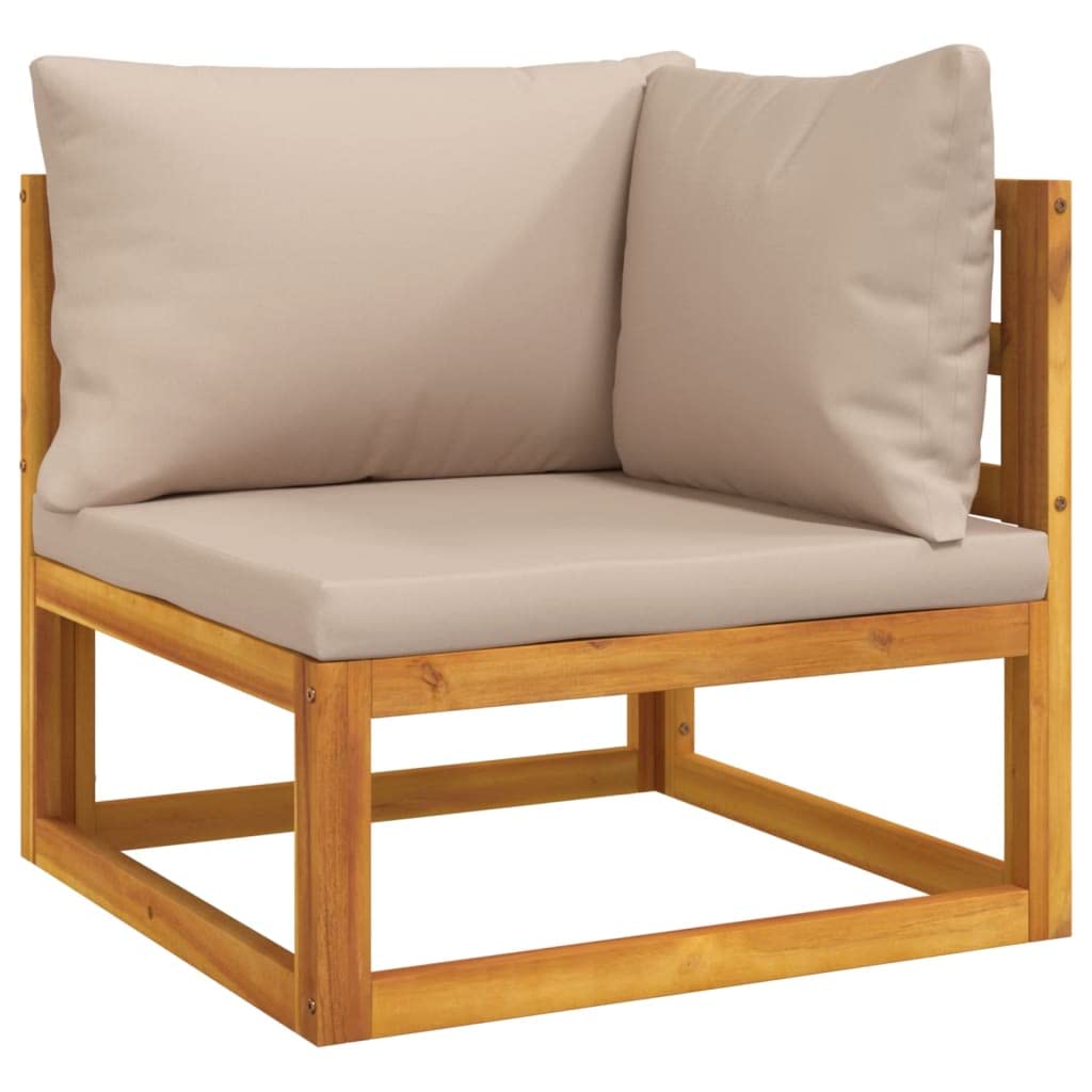 vidaXL 10 Piece Patio Lounge Set with Taupe Cushions Solid Wood