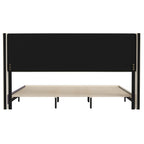Flash Furniture Hollis Upholstered Platform Bed - Beige Faux Linen Wingback Headboard - King - Mattress Foundation with Slatted Supports - No Box Spring Needed