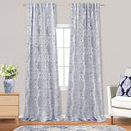 102 Inch Long 2 Panels Curtain Sets For Living Room,Boho Pattern 50% Blackout Black Out Darkening Light Filtering Back Tab Patterned Print Bedroom Curtains With Desigh,102 In Length,Navy Blue