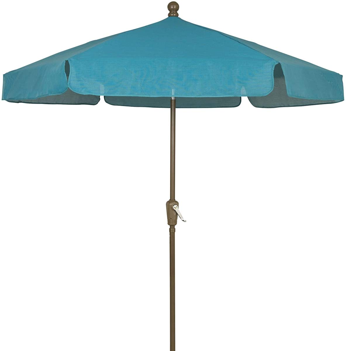 Fiberbuilt 7.5' Hex Garden Patio Umbrella 6 Rib Push Up Champagne Bronze with Pacific Blue Vinyl Coated Weave Canopy