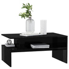 vidaXL Coffee Table High Gloss Black 35.4"x23.6"x16.7" Engineered Wood