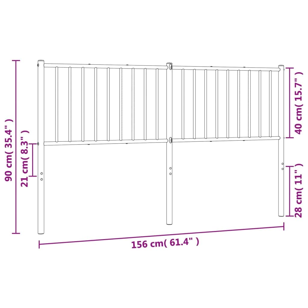 vidaXL Metal Headboard – White Steel Construction with Stable Legs – Easy-to-Install Back Support Providing Bedroom Furniture
