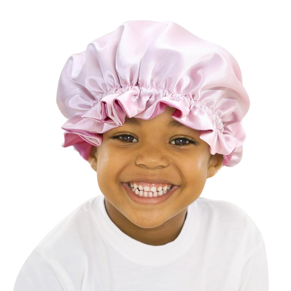 Sent Hair Kids Satin Bonnet Sleeping Cap, Adjustable Sleep Bonnet with Drawstring, Reversible Night Caps for 0-3 Years Old Kids/