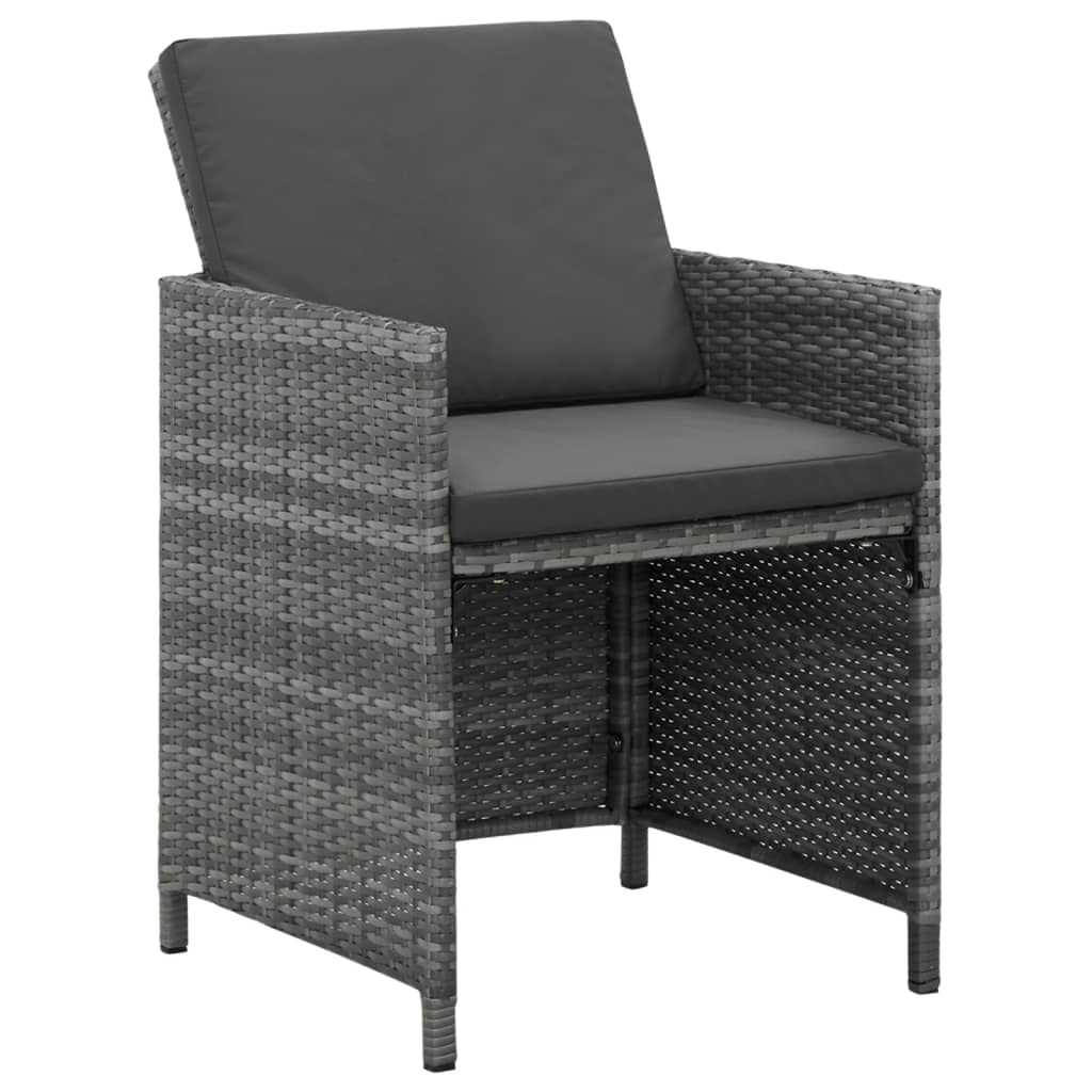 vidaXL Patio Dining Set 5 Piece with Cushions Garden Outdoor Terrace Balcony Dinner Table and Chair Seat Seating Furniture Poly Rattan Gray