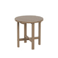 Costaelm Round Outdoor Side Tables, Adirondack Patio Tables For Outside, Hdpe Patio End Table Weather Resistant, Balcony Table For Pool, Seaside, Backyard, Porch, Indoor Companion, Weathered Wood