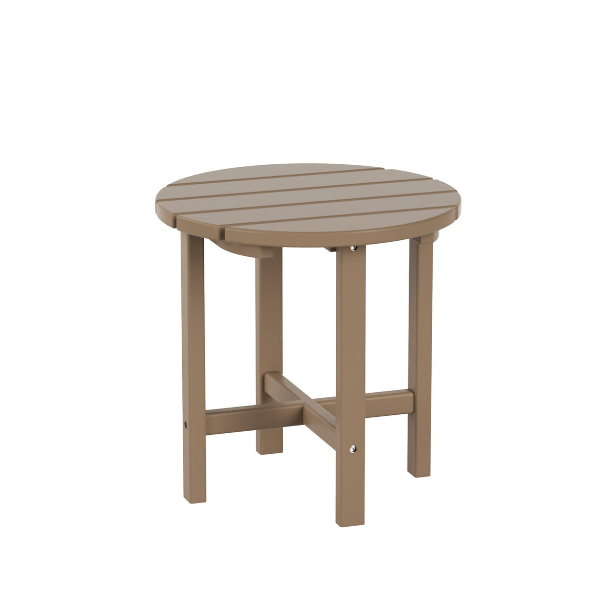 Costaelm Round Outdoor Side Tables, Adirondack Patio Tables For Outside, Hdpe Patio End Table Weather Resistant, Balcony Table For Pool, Seaside, Backyard, Porch, Indoor Companion, Weathered Wood