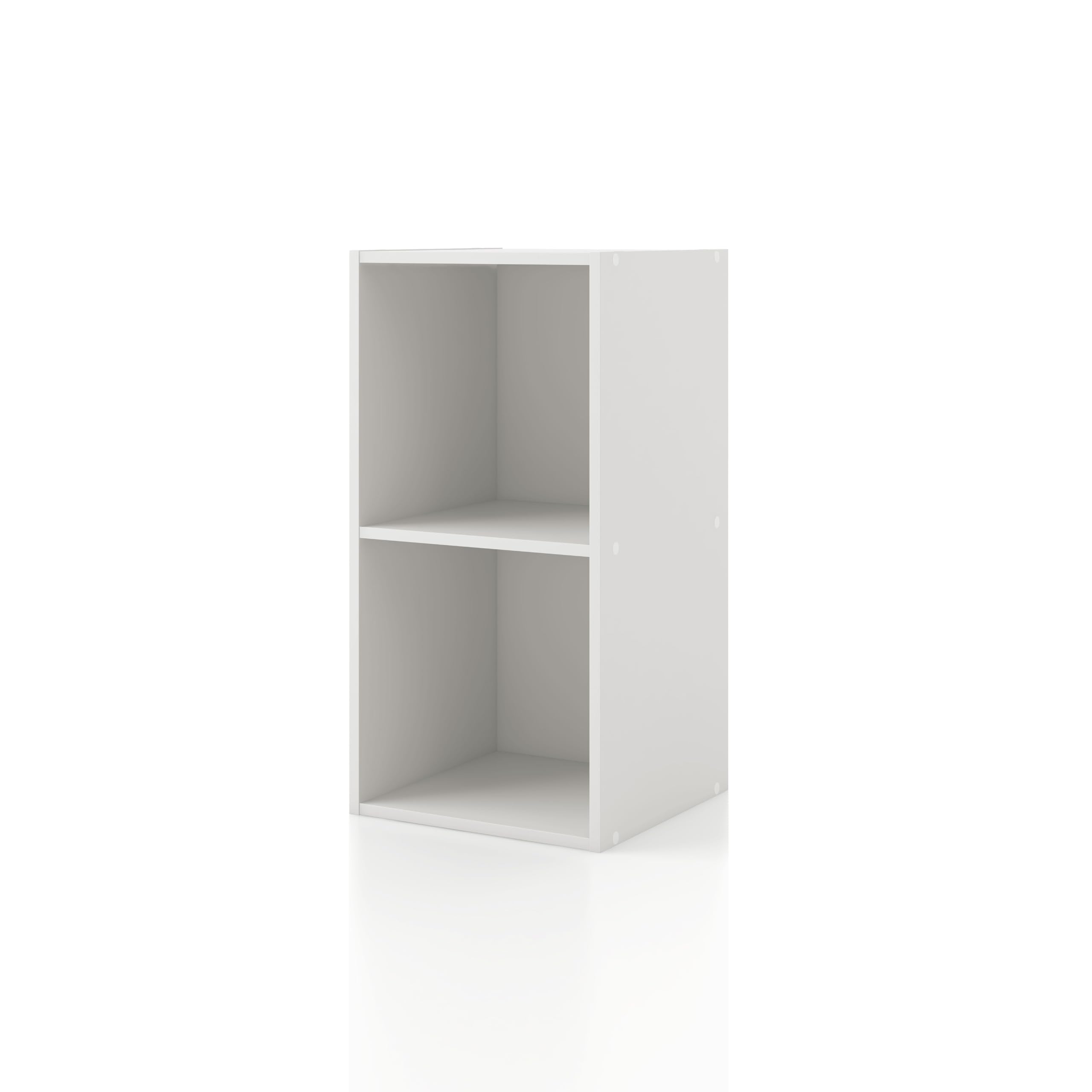 Homes: Inside + Out Apexa 2 Cube Storage Organizer Shelves, Stackable Wood Bookcase Fits Cubby Bins For Organization, Dorm Teen Room Decor & Home Office, White