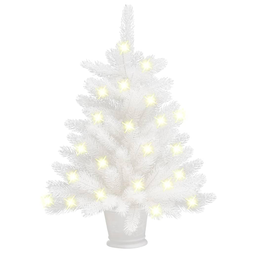 Vidaxl White Artificial Pre-Lit Christmas Tree - Holiday Decoration 25.6&quot; With 150 Leds, Pe Branches, Pot Included