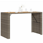 vidaXL Patio Table - Acacia Wood Top, Gray PE Rattan, Modern Outdoor Garden Furniture 72.8x31.5x43.3