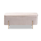 Baxton Studio Rockwell Contemporary Glam and Luxe Grey Velvet Fabric Upholstered and Gold Finished Metal Storage Bench, Grey/Gold