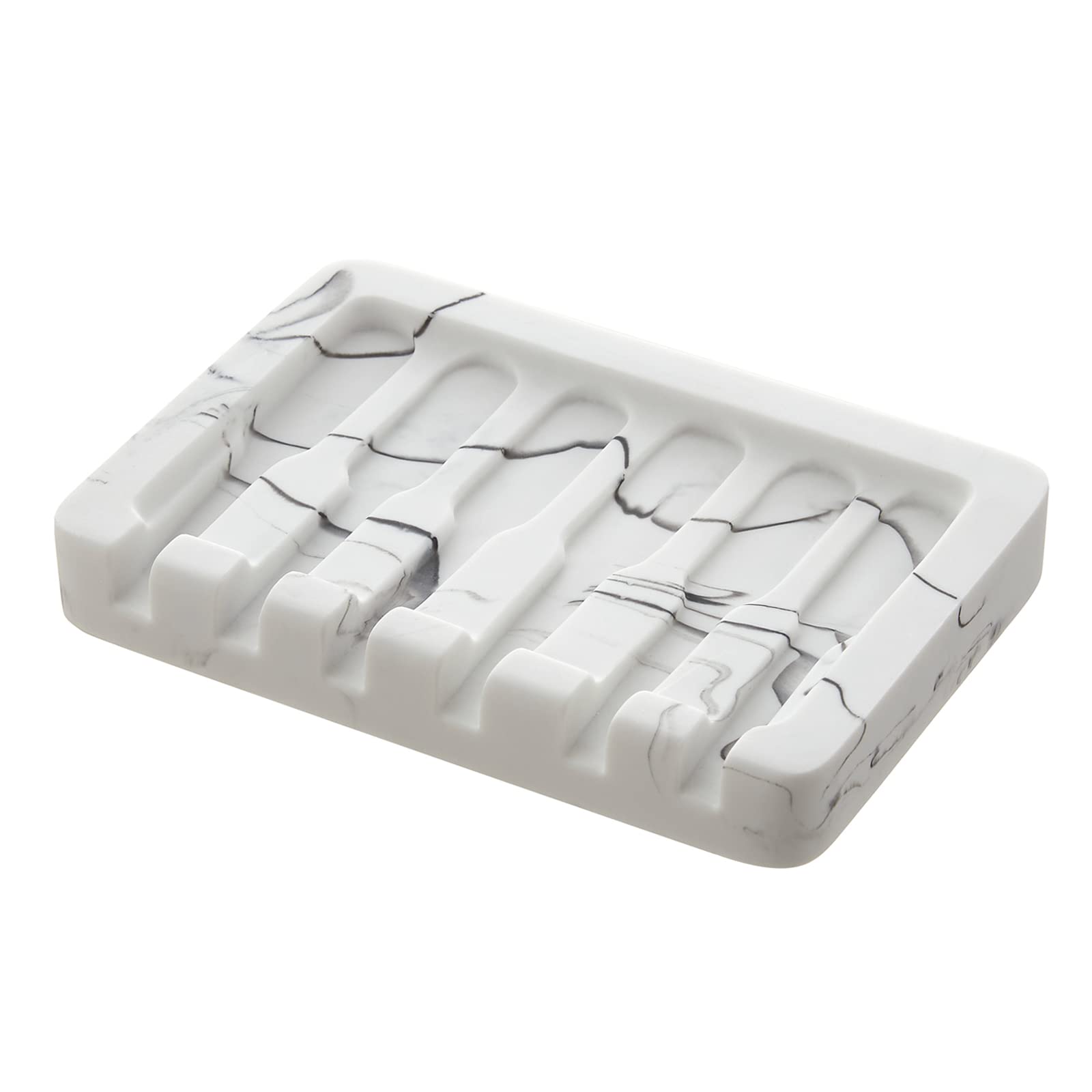INIUNIK Self Draining Soap Dish, Marble Look Soap Dishes for Bar Soap, Shower Soap Holder Sponge Holder Soap Tray Soap Savers fo