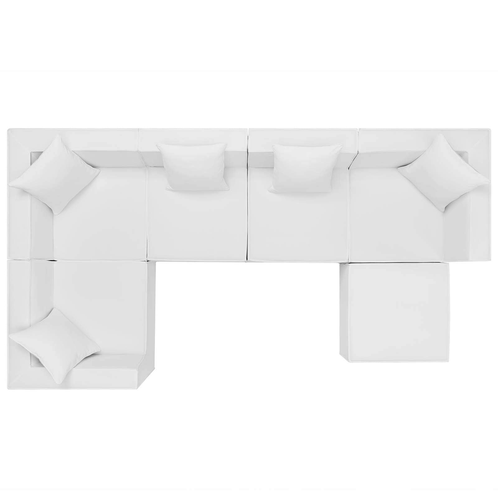 Modway Eei-4386-Whi Saybrook Patio Upholstered Sectional Sofa In White, 6-Piece Set