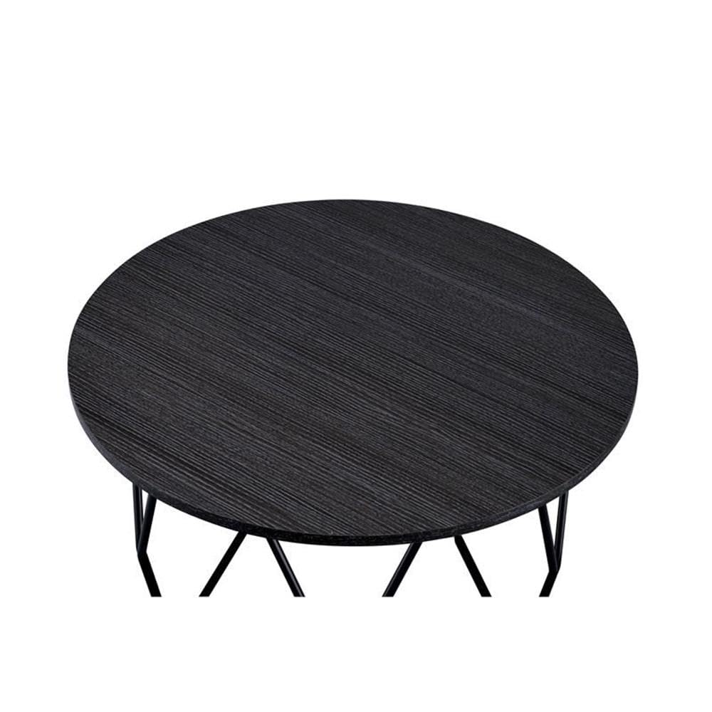 Acme Sytira Round Wooden Top Coffee Table in Black