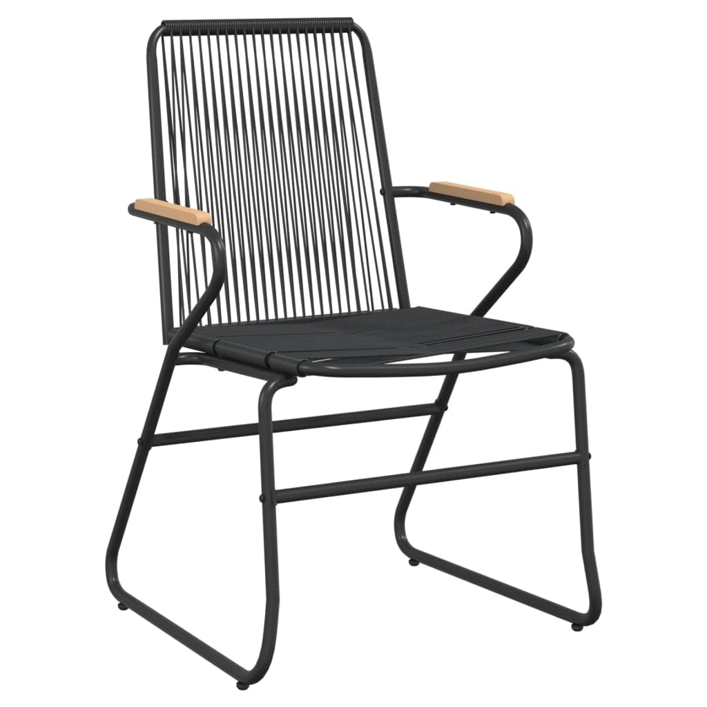 vidaXL 22.8x23.2x33.7 Inches Black PVC Rattan Garden/Patio Chairs with Solid Teak Wood, Weather-Resistant, Comfortable Seating Experience, Set of 4