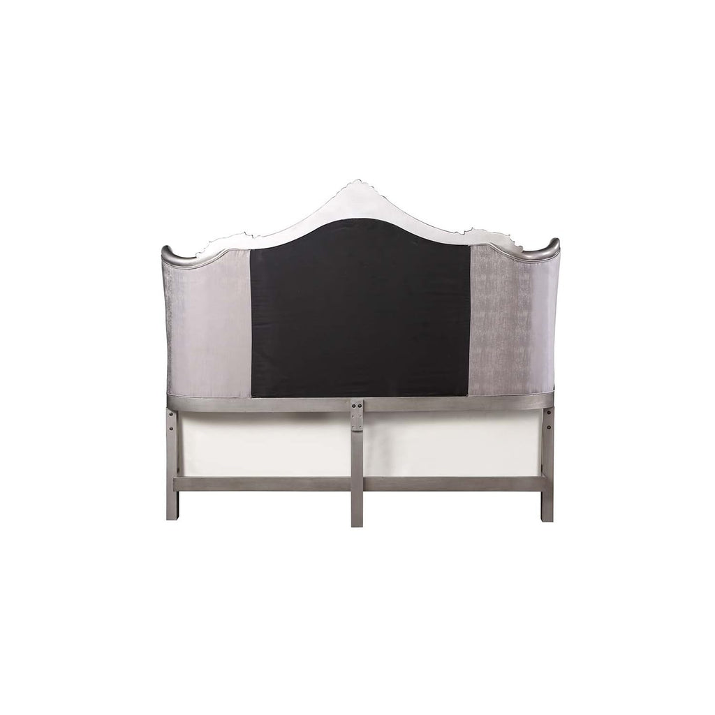 Acme Furniture Ariadne Eastern King Bed in Velvet & Antique Platinum Finish