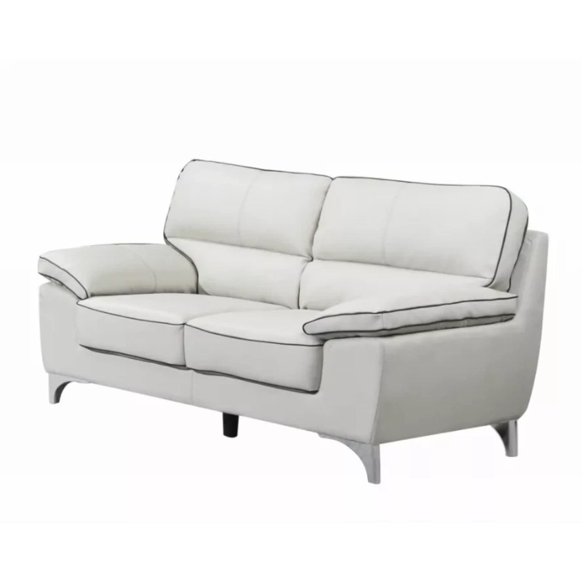 HomeRoots 37' Classy Light Gray Leather Loveseat