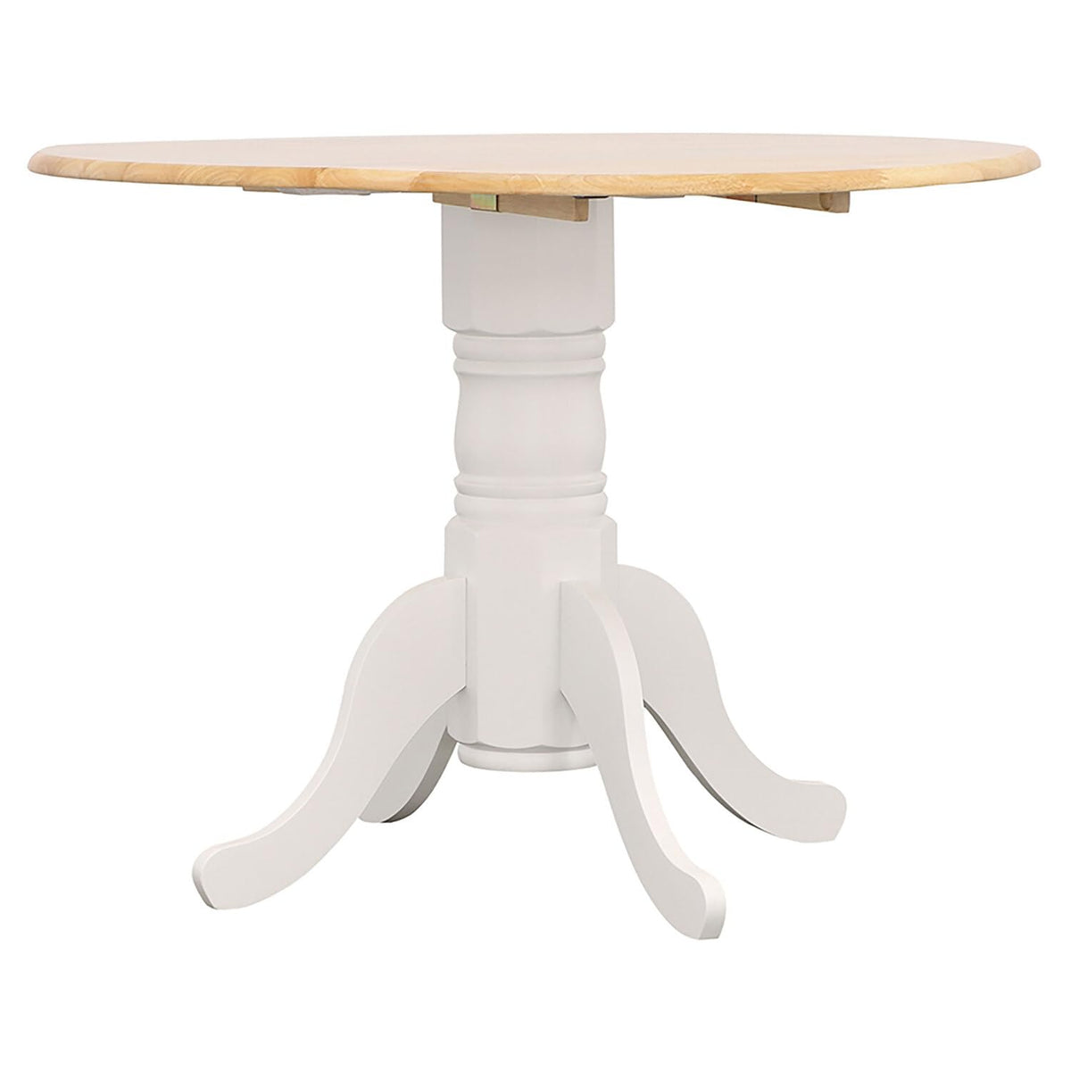 Coaster Home Furnishings Damen Round Pedestal Drop Leaf Table Natural Brown and White 4241