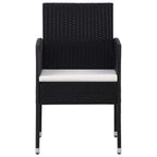 vidaXL Patio Dining Set 7 Piece-Black Poly Rattan/Steel Frame/Glass Tabletop/Removable Cushions-Outdoor/Garden