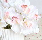 Lebritamfa 12 Pcs High Quaulity Latex Real Touch Cymbidium Orchid Artificial Flower Bouquet For Wedding Holiday Bridal Bouquet H