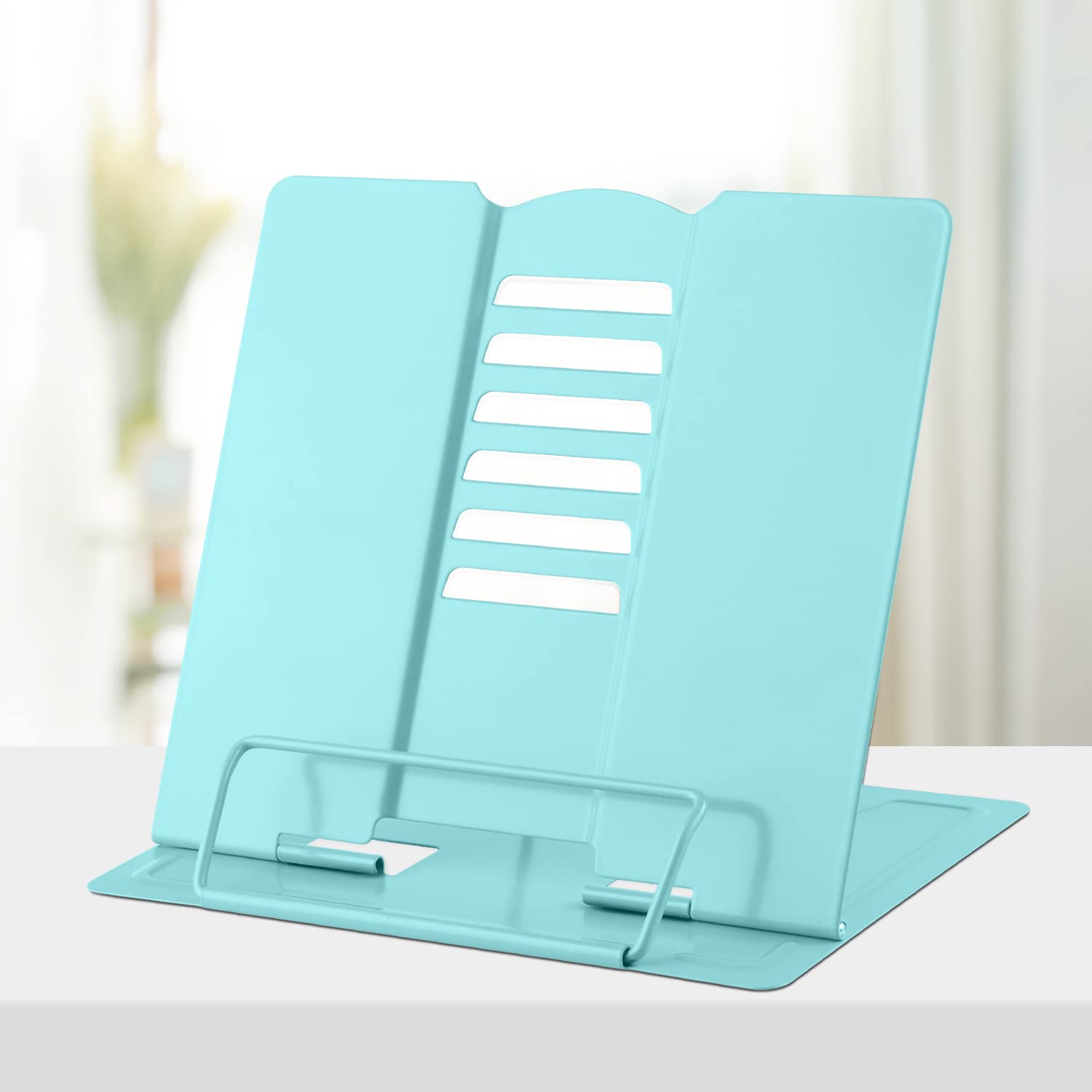 Honagu Metal Desk Book Holder, Hands Free Adjustable Cookbook & Document Holder, Ideal For Music Books, Textbooks, Recipes, Tabl