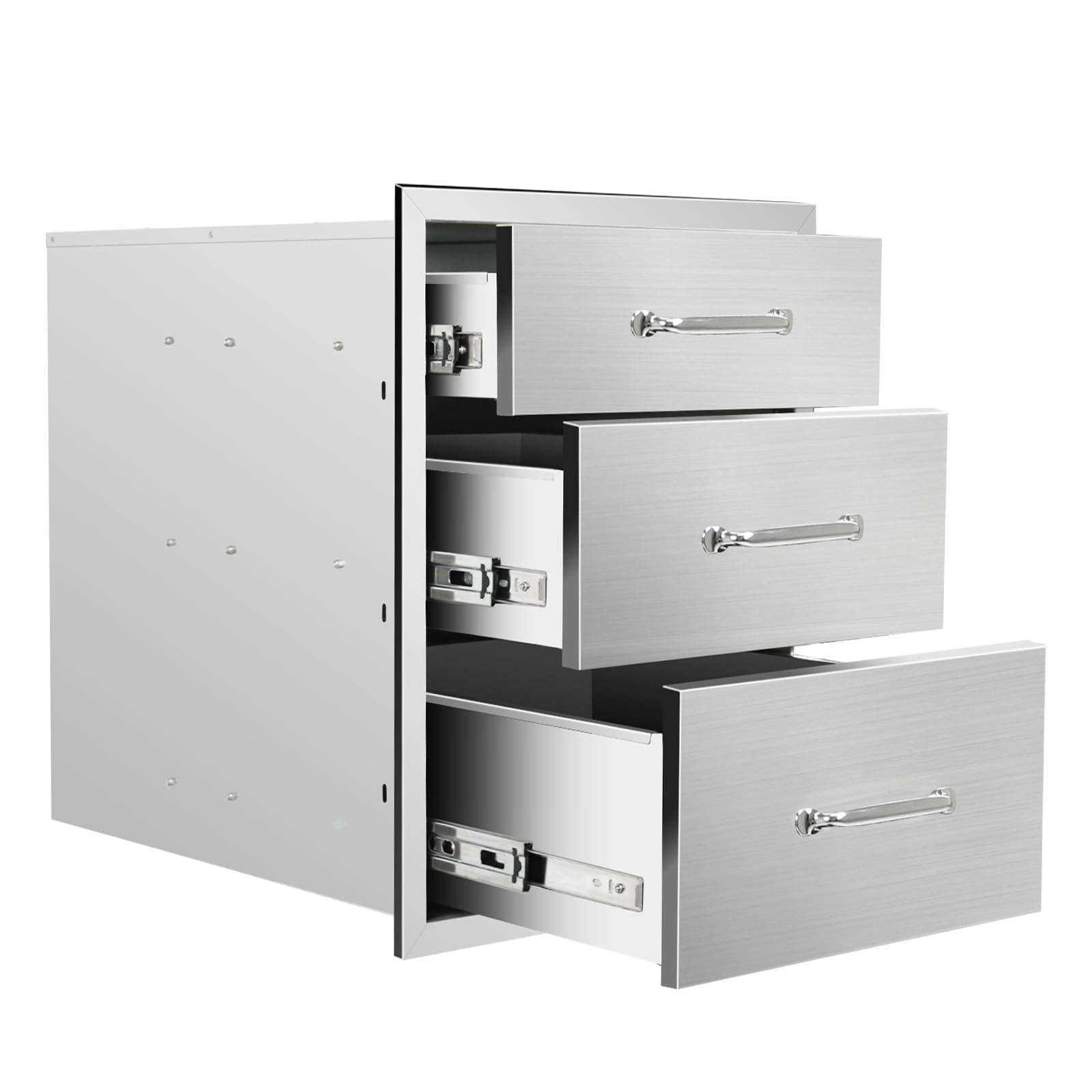 Outdoor Kitchen Drawers 18'Wx 23'H X 23'D Stainless Steel Drawer Bbq Triple Drawers With Chrome Handle For Outdoor Kitchen Is