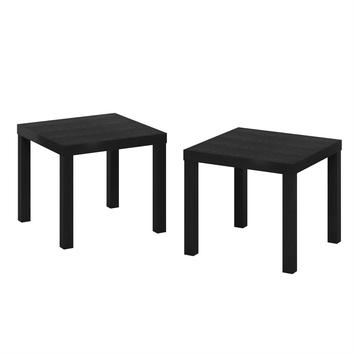 Furinno Classic Homey Square Parsons Side End Table, Set of 2, Black